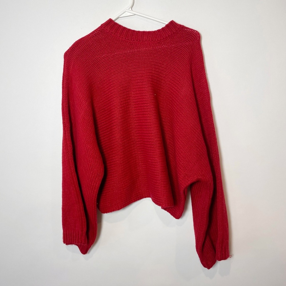 Jack by BB Dakota‎ Womens Neck Yourself Pullover Crop Sweater Red M Bell Sleeves
